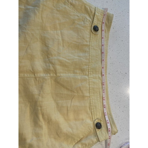 Banana Republic Women’s 10 Linen Skirt Yellow & Brown Buttons Pockets‎ Side Zip - Picture 5 of 6